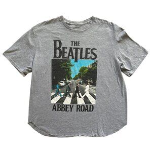The Beatles Abbey Road Graphic T-Shirt Grey Size L 90% Cotton 10% Polyester